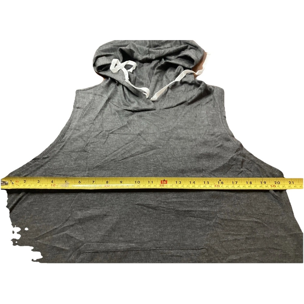 Sweaty Rocks Top Sleeveless Hooded T-Shirt Athletic Size L NWT Women's Charcoal